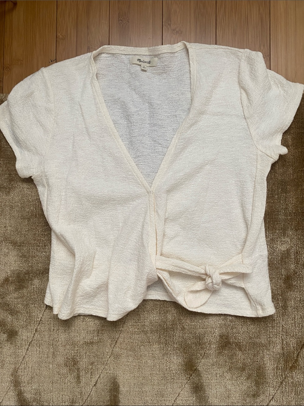 Madewell Cream Tie-Front V-Neck Crop Top